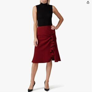 Prabal Gurung Collective Red Ruffle Side Slit Skirt, Red